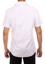 202109 - Men's White Button Up Short Sleeve Dress Shirt