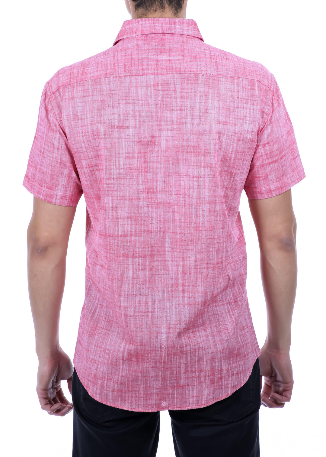 202119 - Men's Red Button Up Short Sleeve Dress Shirt