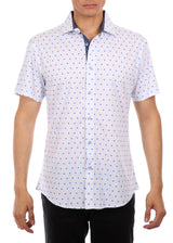 202122 - Men's Blue Button Up Short Sleeve Dress Shirt