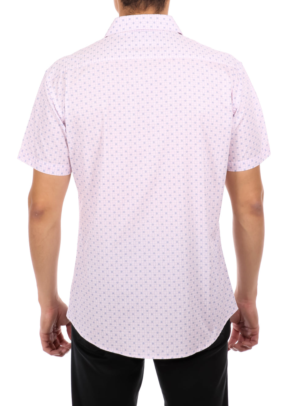 Dashed Dots Short Sleeve Dress Shirt Pink