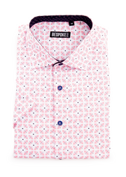 202131 - Men's Pink Button Up Short Sleeve Dress Shirt