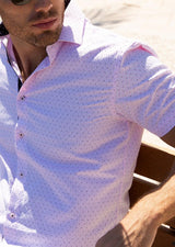 Pink Texture Short Sleeve Dress Shirt