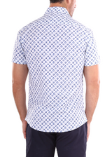 202139 - Men's White Button Up Short Sleeve Dress Shirt