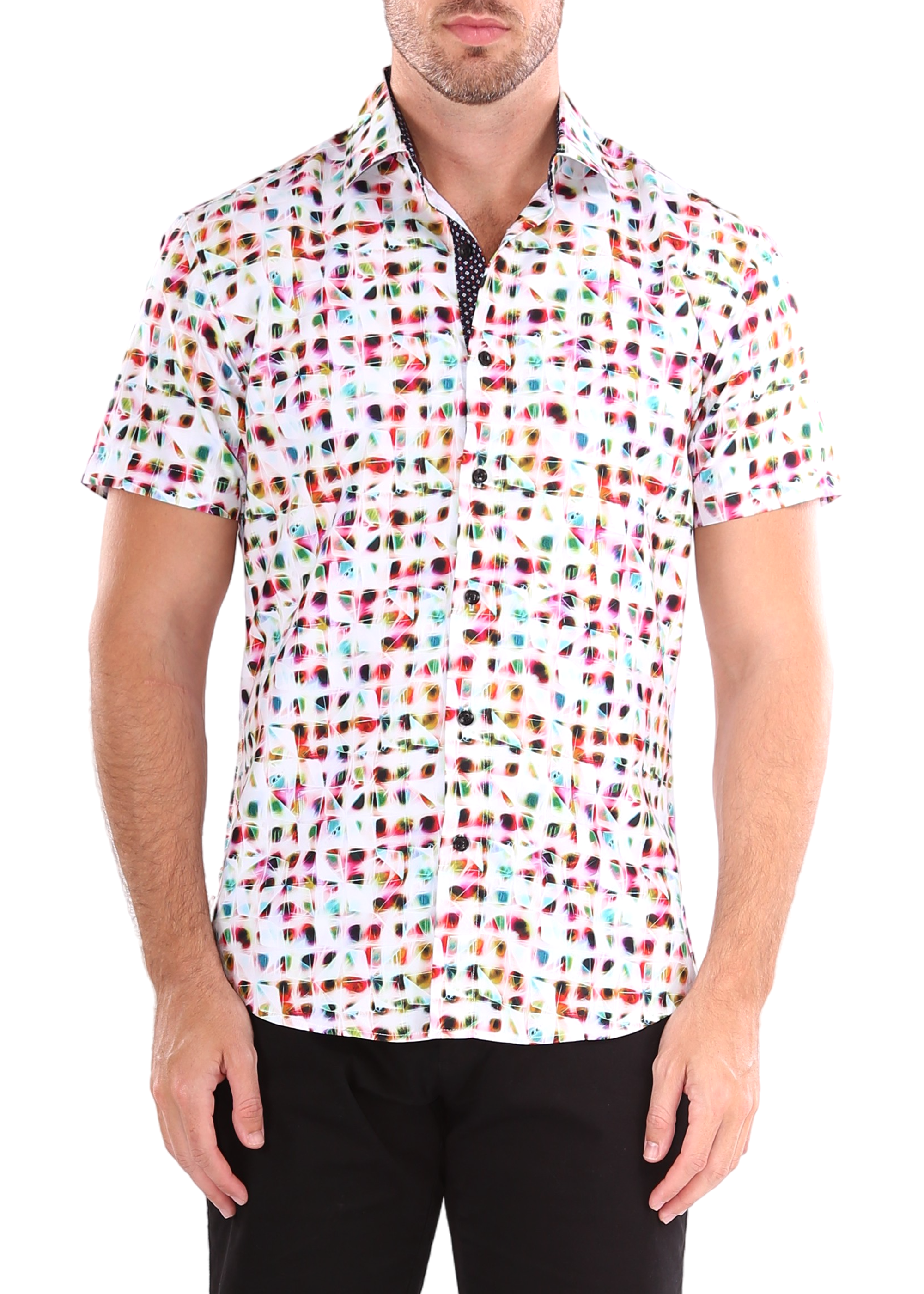 BESPOKE 202140 Men s Red Button Up Short Sleeve Dress Shirt