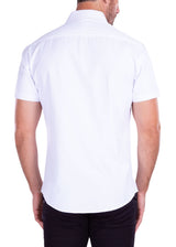 Men's White Button Up Short Sleeve Dress Shirt