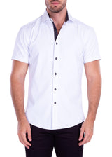 Men's White Button Up Short Sleeve Dress Shirt