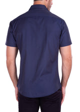 Square Microprint Short Sleeve Dress Shirt Navy