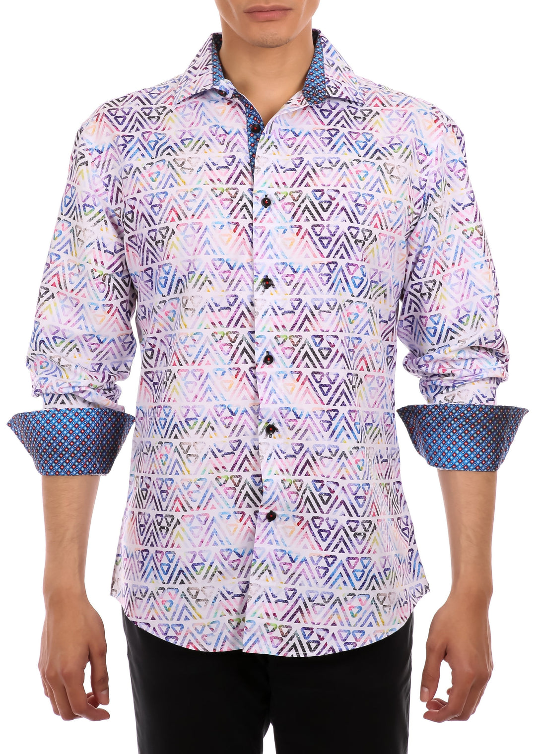 rainbow dress shirt mens Rainbow Tie Dye Men's Cotton Button-Down Shirt