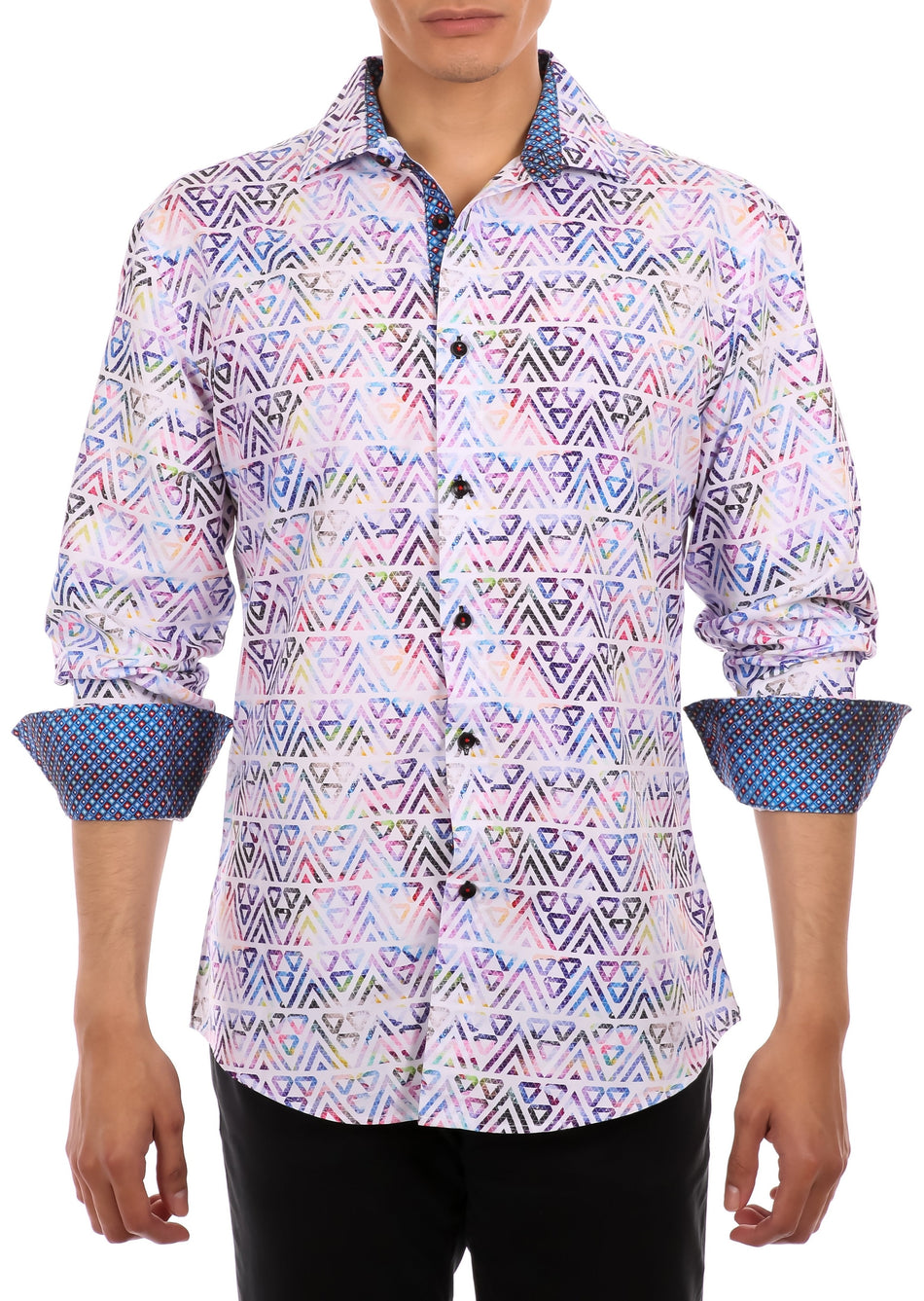Rainbow Triangle Button Up Long Sleeve Dress Shirt