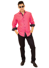 Men's Red Button Up Long Sleeve Dress Shirt