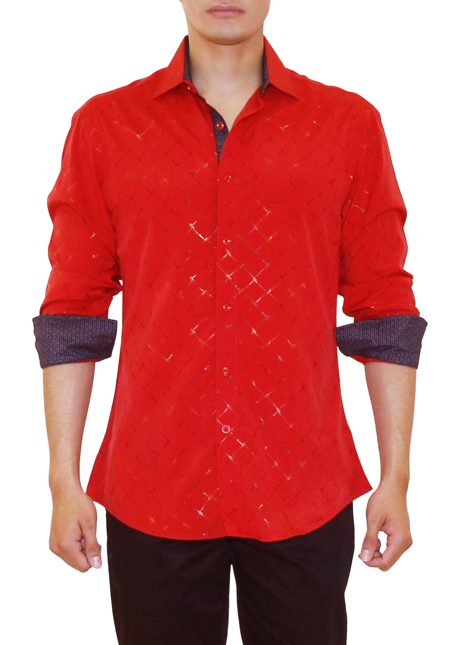 Mens red 2025 dress shirts