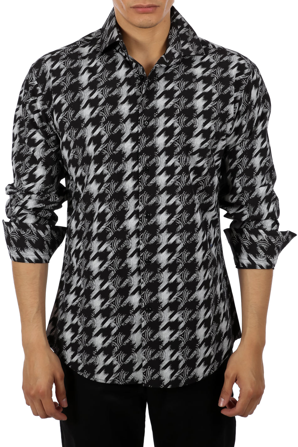 202418 - Men's Black Button Up Long Sleeve Dress Shirt