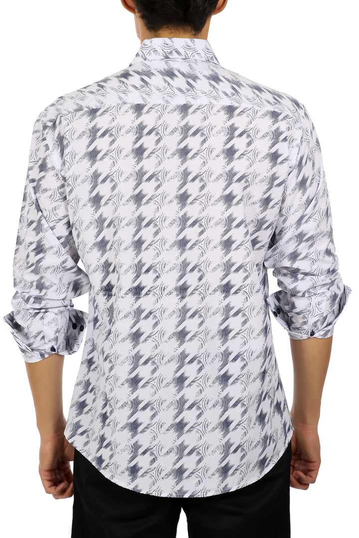 Men's White Button Up Long Sleeve Dress Shirt