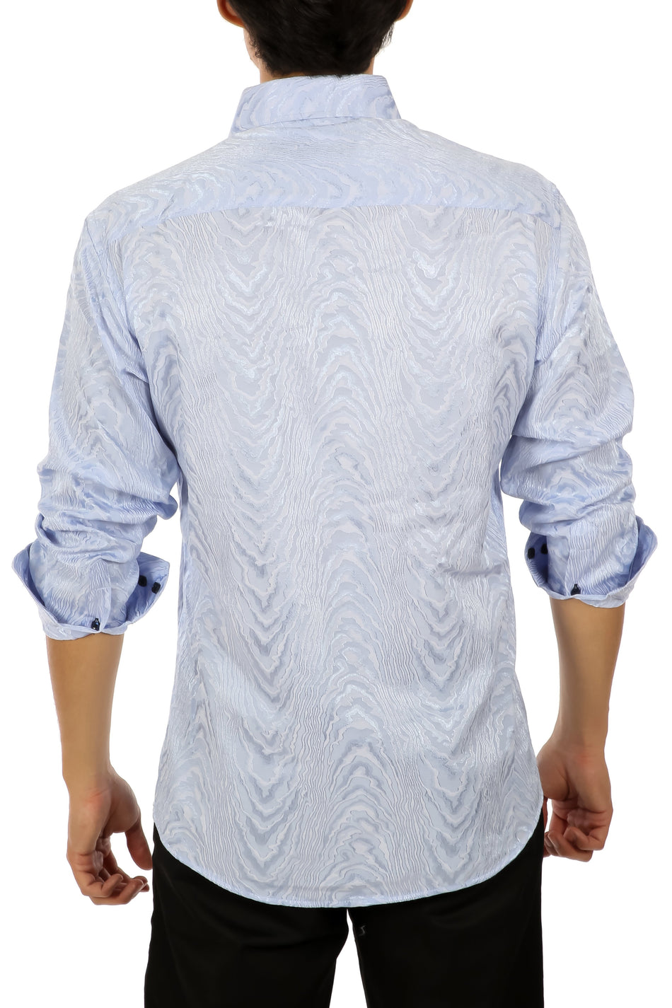 202428 - Men's Blue Button Up Long Sleeve Dress Shirt