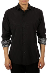202430 - Men's Black Button Up Long Sleeve Dress Shirt