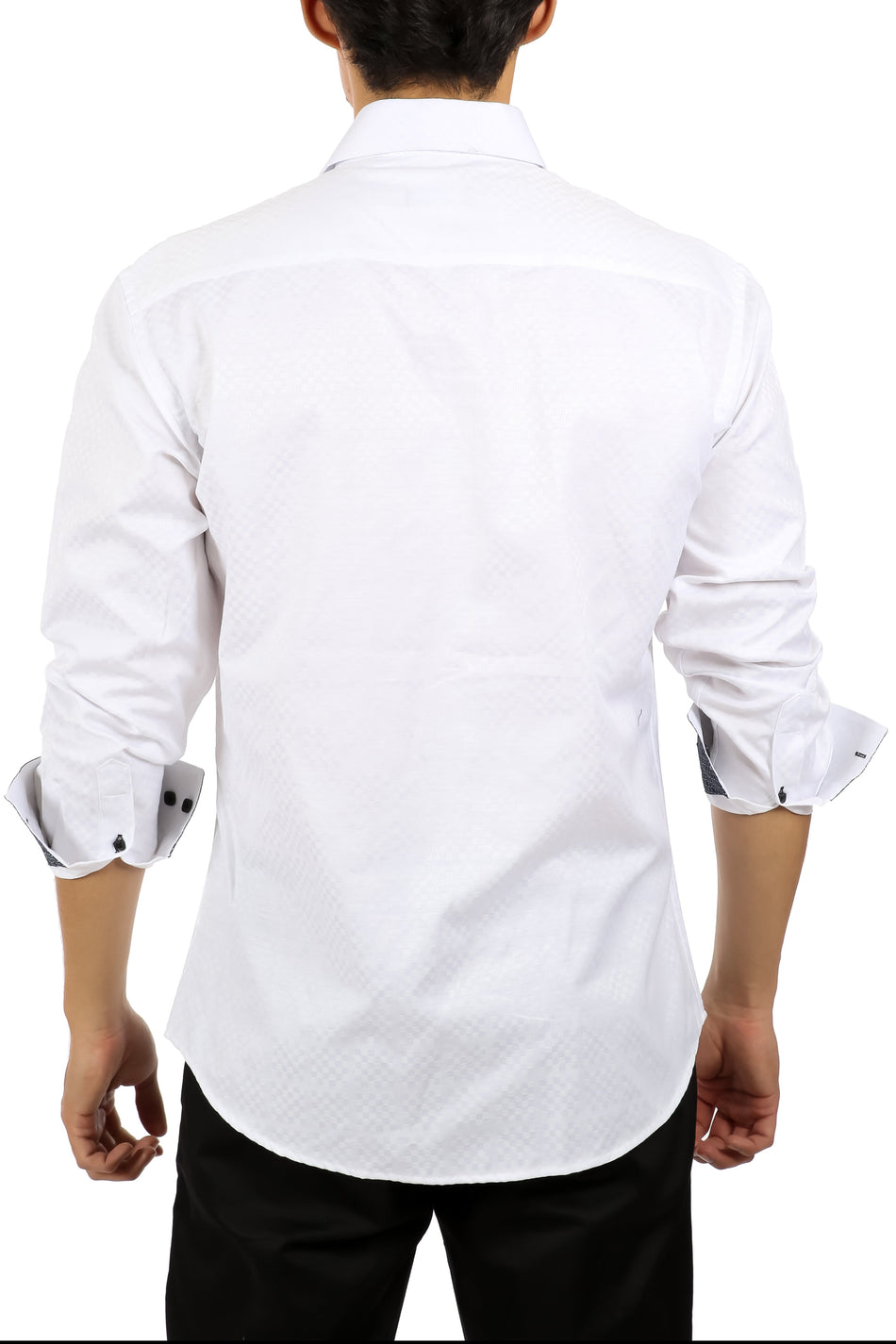 202432 - Men's White Button Up Long Sleeve Dress Shirt