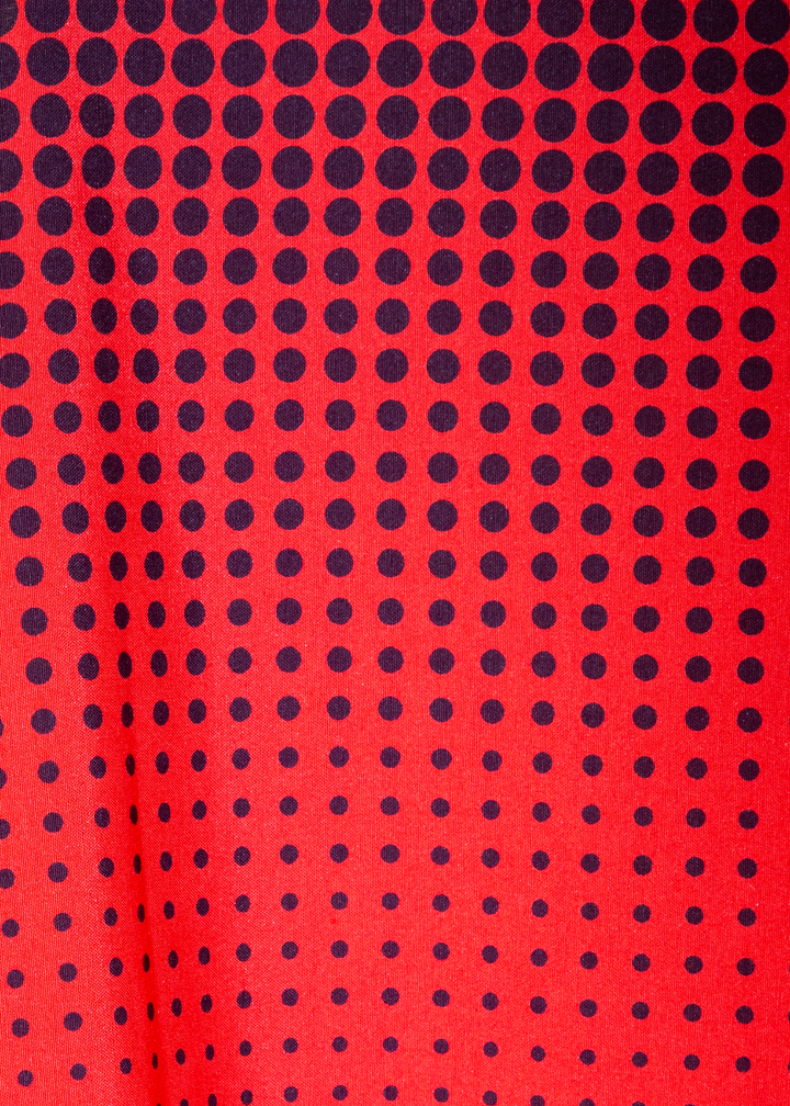 Halftone Effect Red Button Up Long Sleeve Dress Shirt