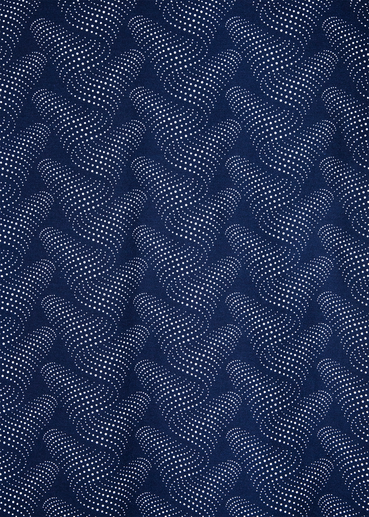 Navy Abstract Halftone Effect Dotted Wave Print Long Sleeve Dress Shirt