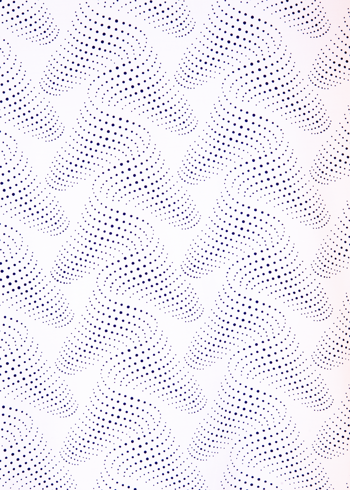 White Abstract Halftone Effect Dotted Wave Print Long Sleeve Dress Shirt