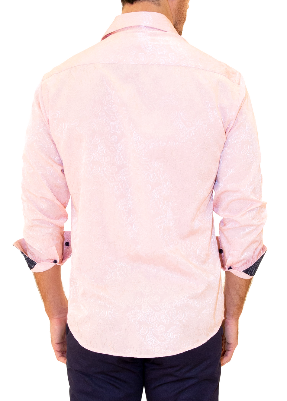 BESPOKE - Men's Pink Long Sleeve Dress Shirt - Modern Fit - 202507 