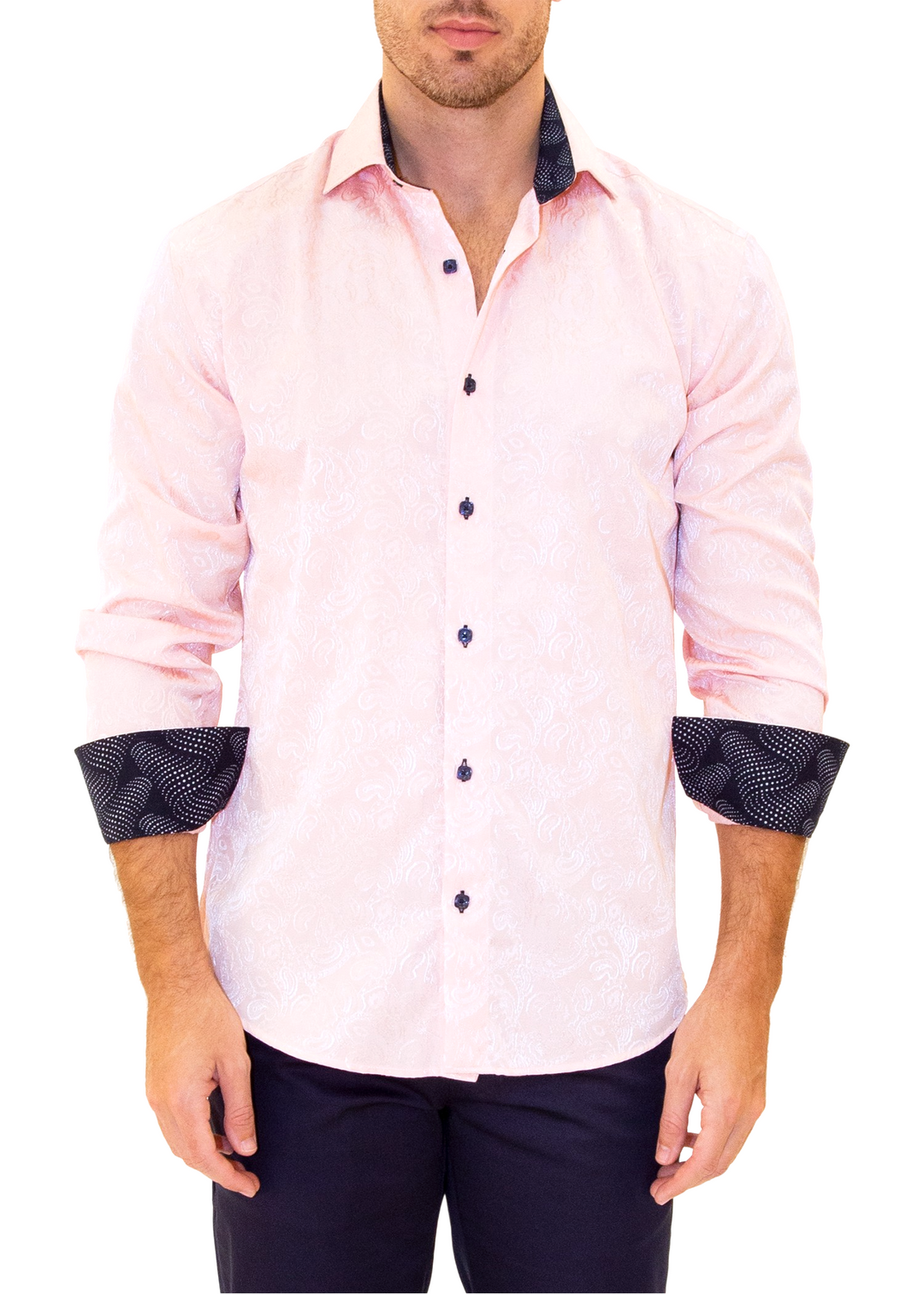 Bespoke - Men's Pink Long Sleeve Dress Shirt - Modern Fit - 202507 - Www.bespokemoda.com Pink / Xs Bespoke - Men's Pink Long Sleeve Dress Shirt - Modern Fit - 202507 - Www.bespokemoda.com Pink / Xs