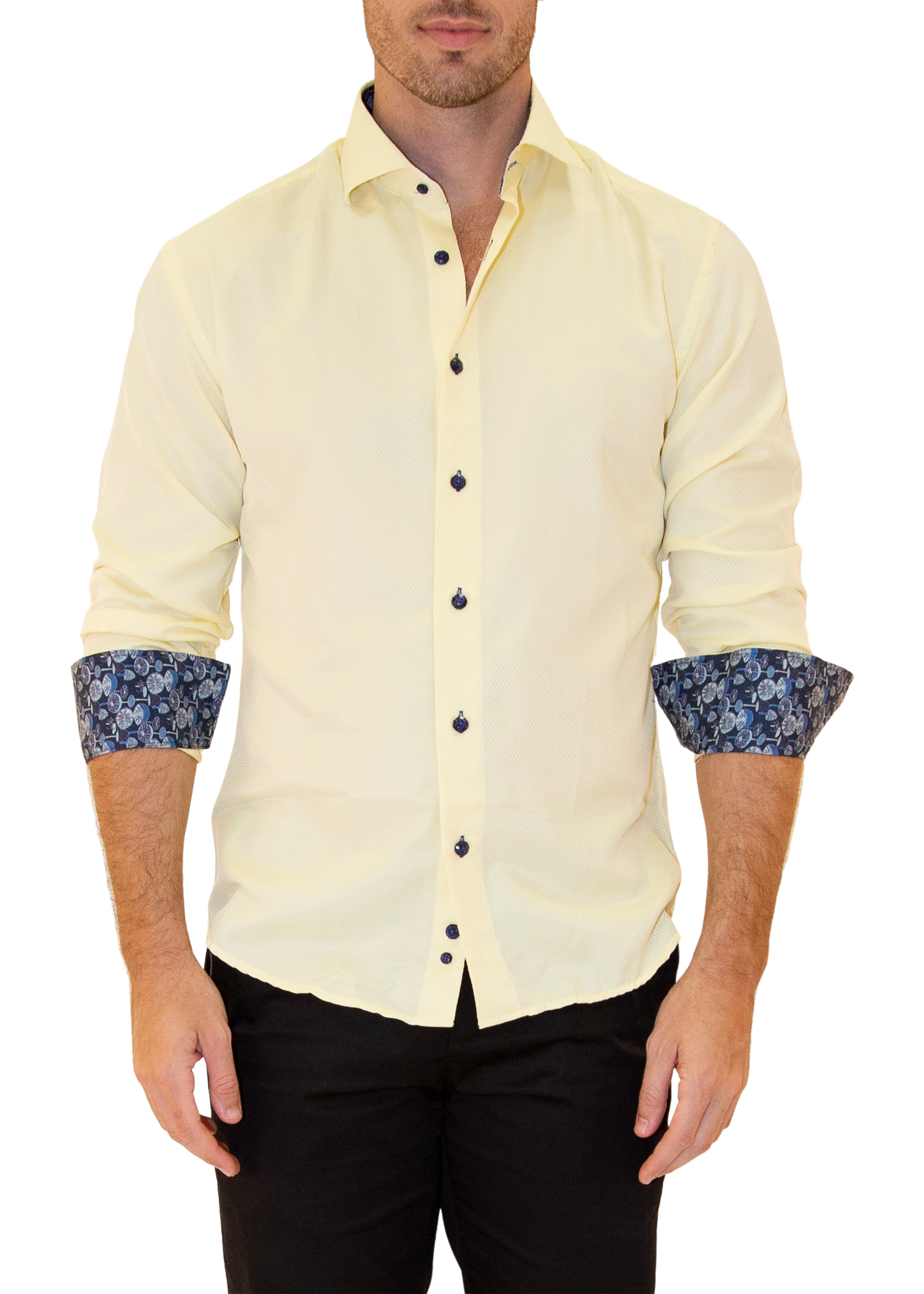 Yellow long 2024 sleeve dress shirt