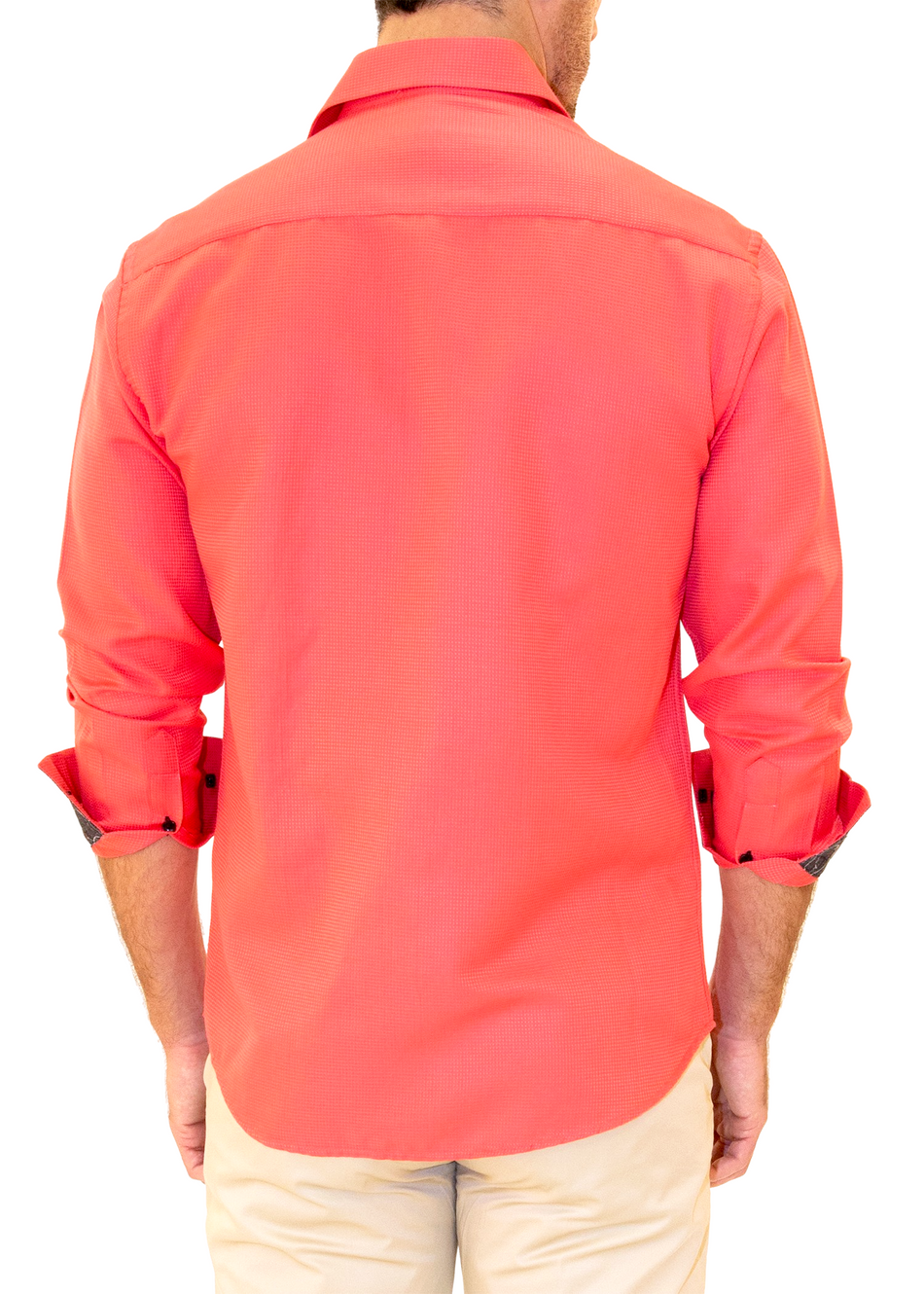 Men's Fuchsia Button Up Long Sleeve Dress Shirt