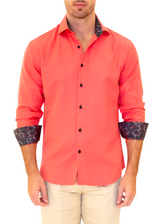 Men's Fuchsia Button Up Long Sleeve Dress Shirt