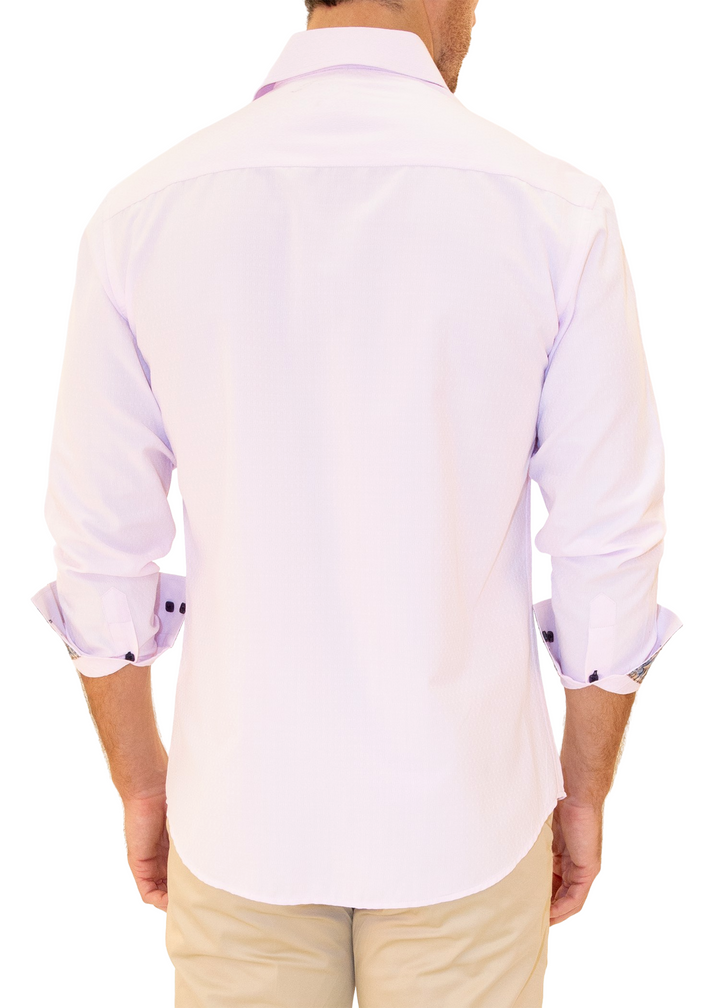 Men's Pink Button Up Long Sleeve Dress Shirt