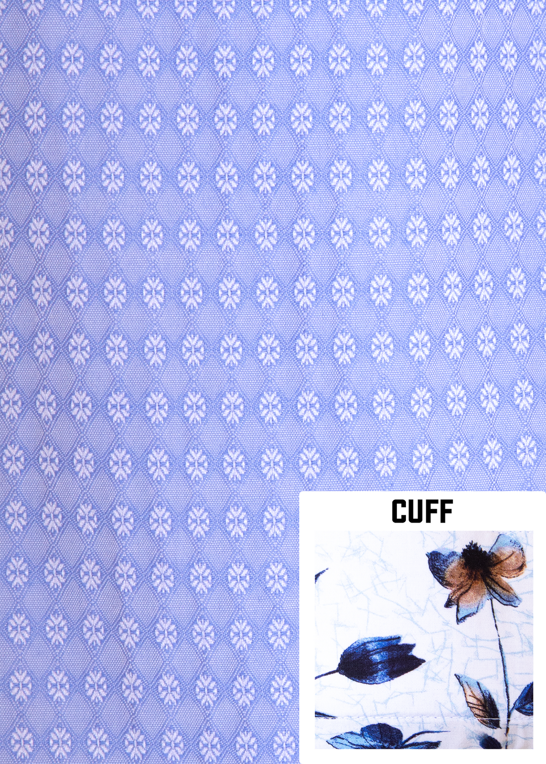 Diamond Floral Motif Microprint Long Sleeve Dress Shirt Blue