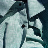 Green Gradient Linen Button Up Long Sleeve