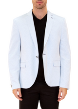 Men's Classic Fit Powder Blue Evening Blazer with Jewel Buttons