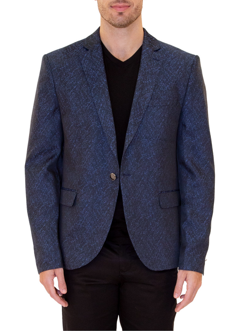 Men's Classic Fit Navy Evening Blazer with Jewel Buttons