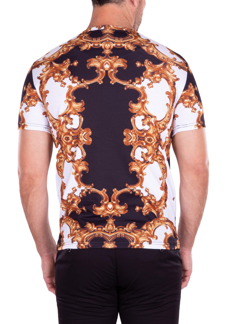 Antique Flourish Abstract Bold Printed All-Over Graphic Tee Black