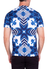 Contrast Geometric Chains Bold Printed All-Over Graphic Tee Navy