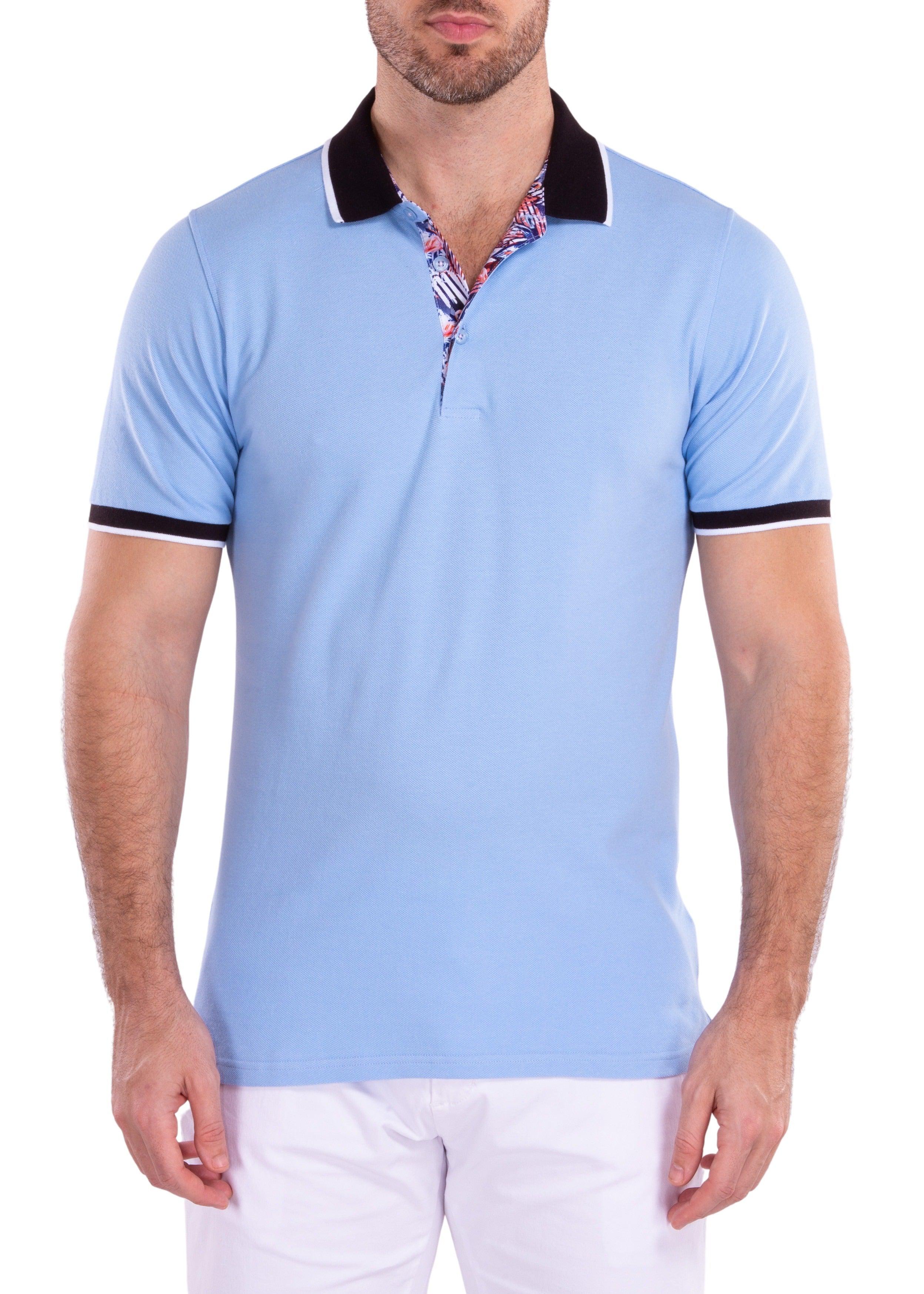 Men's Essentials Light Blue Short Sleeve Polo Shirt– BESPOKE MODA