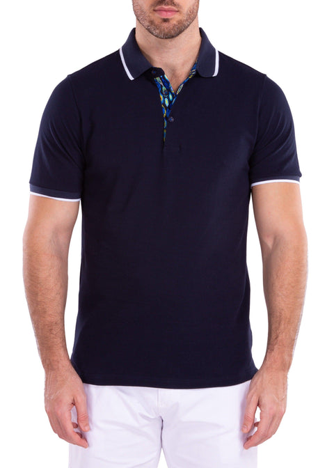 Men's Essentials Short Sleeve Polo Shirt Solid Navy