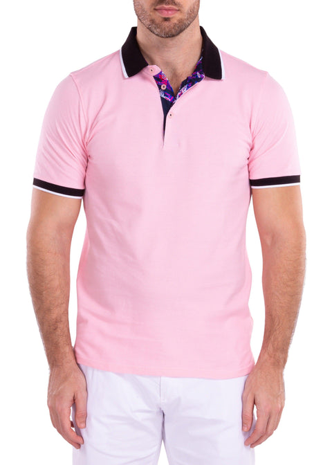 Men's Essentials Short Sleeve Polo Shirt Solid Pink