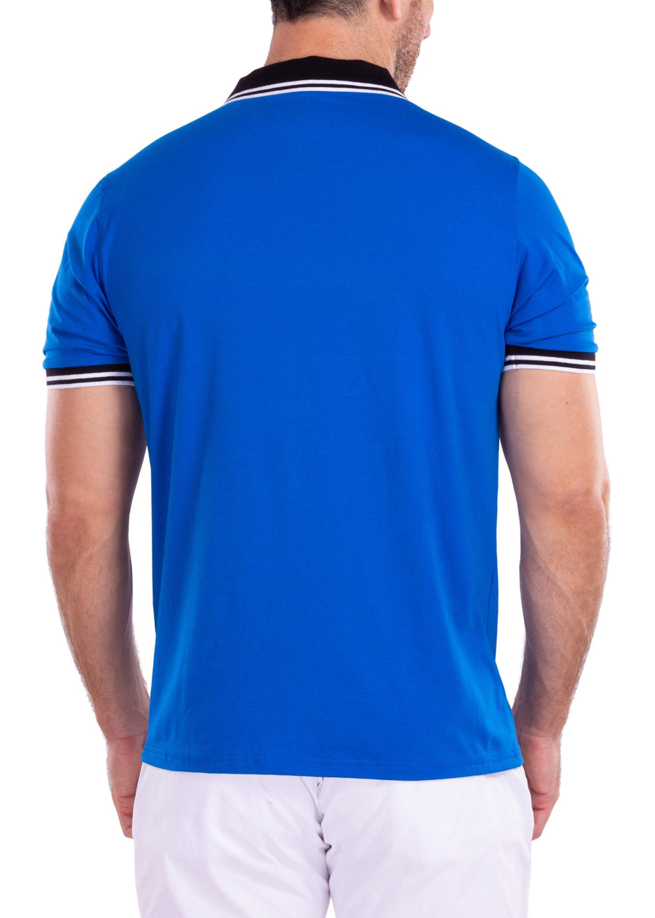 Men's Essentials Solid Blue Zipper Polo Shirt