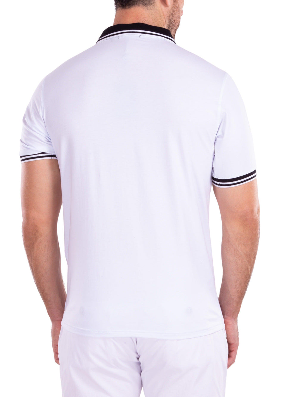 Men's Essentials Solid White Zipper Polo Shirt
