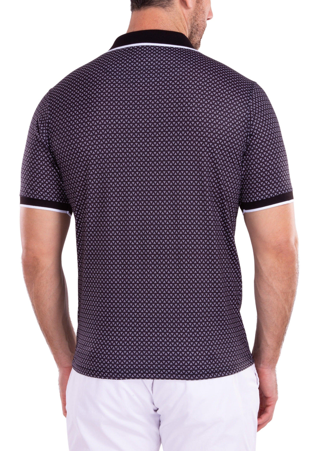Contrast Triangle Pattern Printed Polo Shirt Black