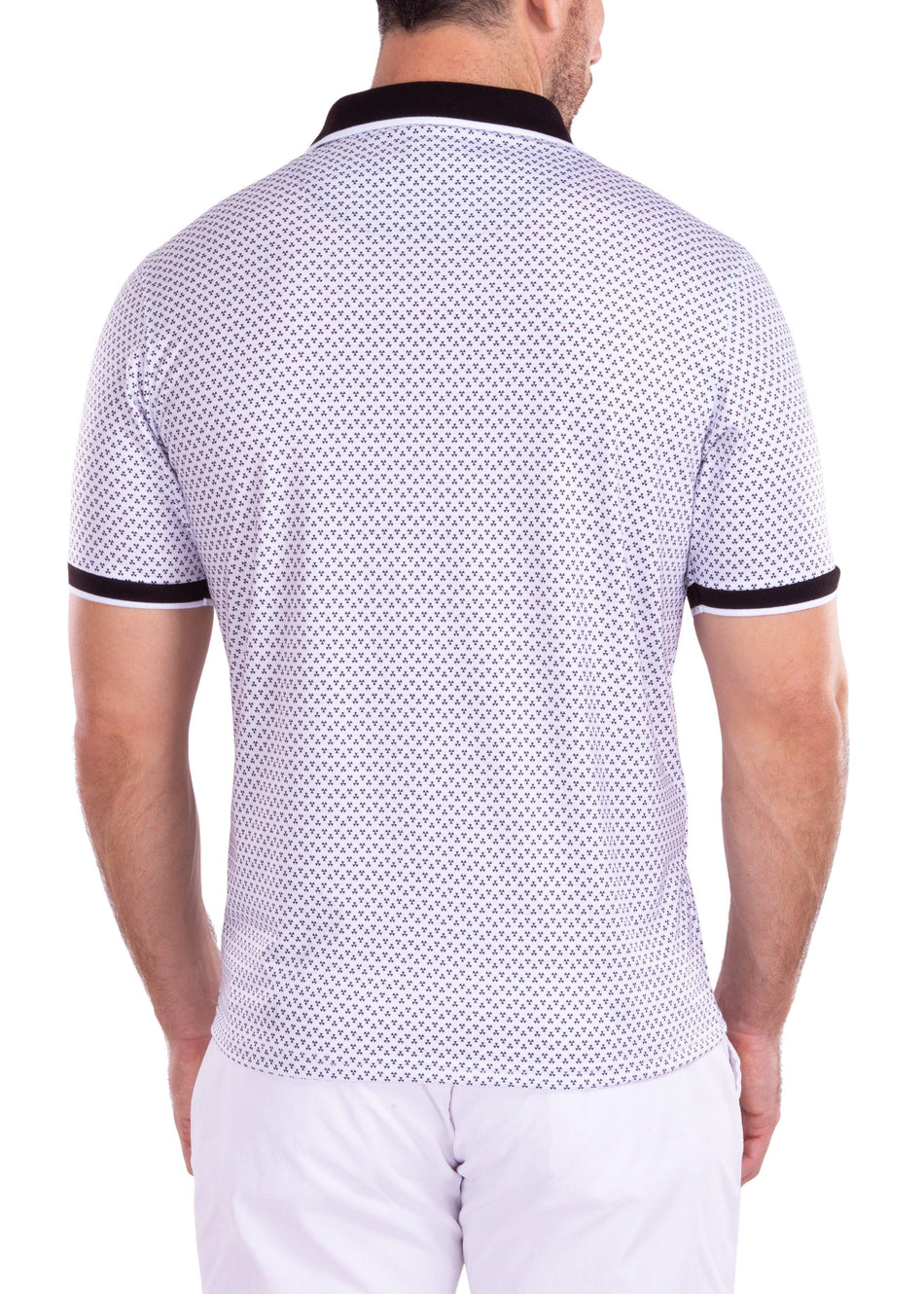 Contrast Triangle Pattern Printed Polo Shirt White