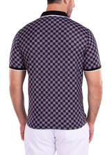 Contrast Checkered Pattern Printed Polo Shirt Black