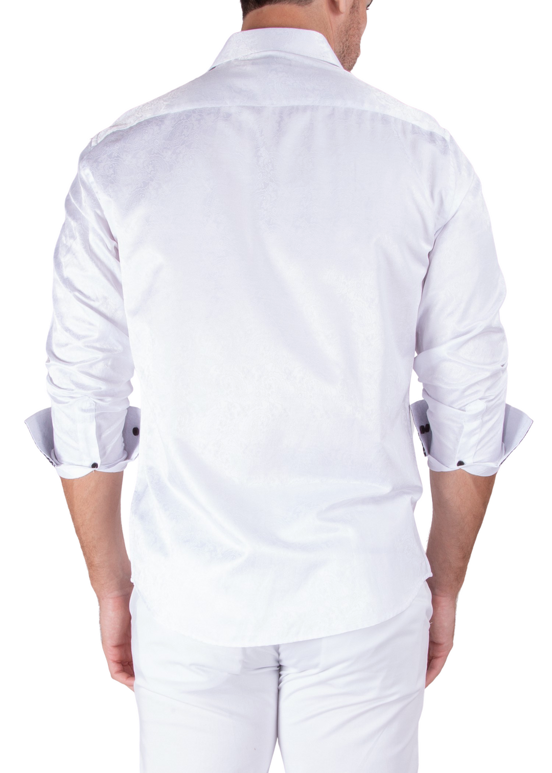 mens white textured dress shirt TFSS09034110