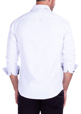 Mesh Effect Microprint Long Sleeve Dress Shirt White