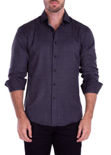 Square Microprint Long Sleeve Dress Shirt Black
