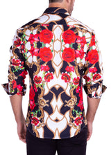 Chains and Roses Button Up Long Sleeve Dress Shirt