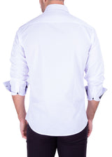 212420 - Pointillist Swirl Texture Long Sleeve Dress Shirt Solid White