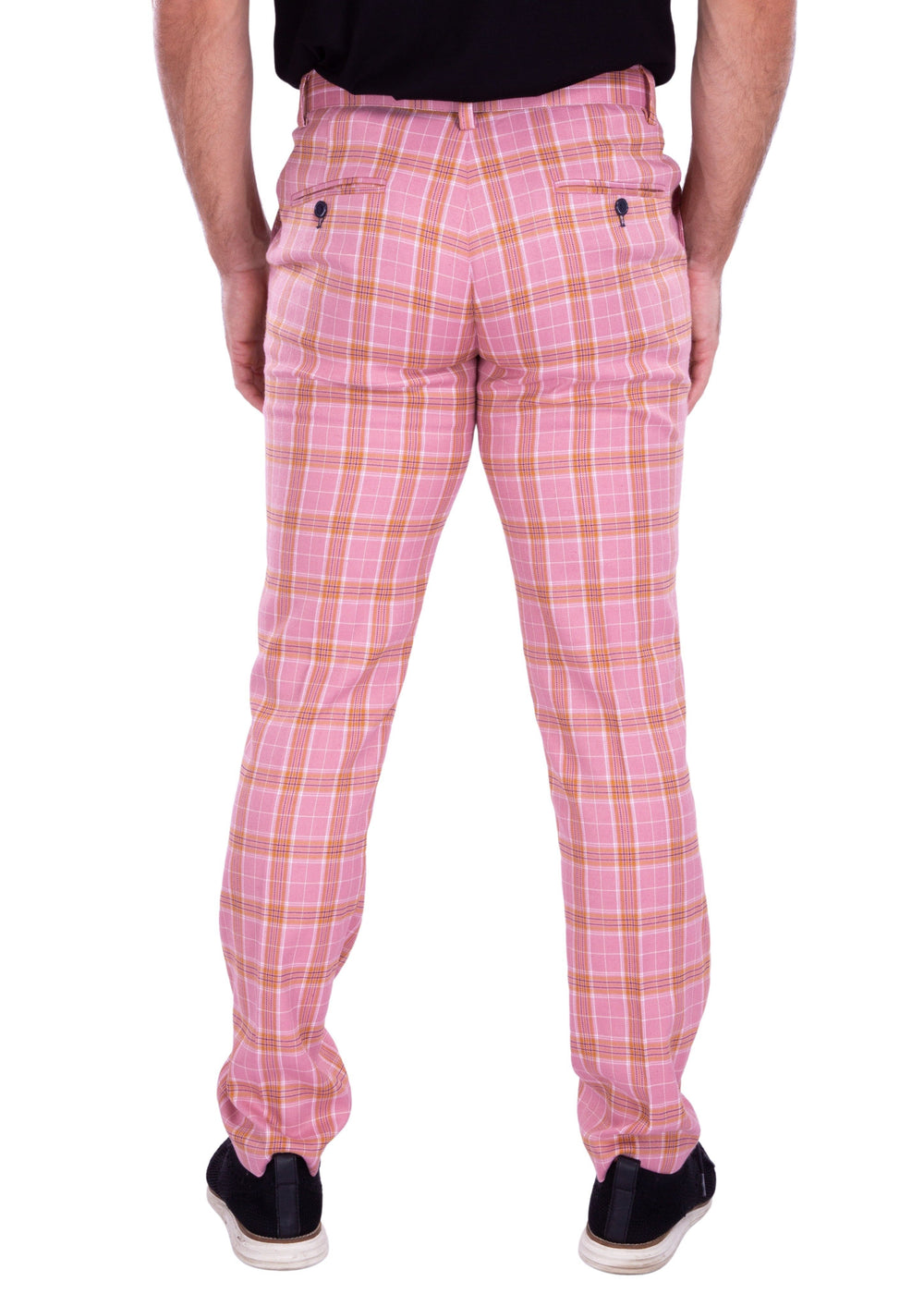 Men's Plaid Dress Pants Pink & Red by BESPOKE MODA