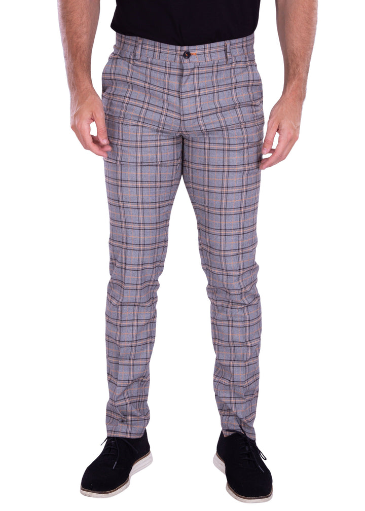 Men's Plaid Dress Pants Yellow and Grey